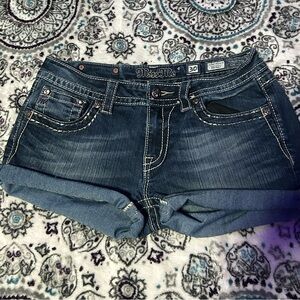 Miss Me Dark Blue Denim Shorts